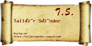 Tallér Sándor névjegykártya